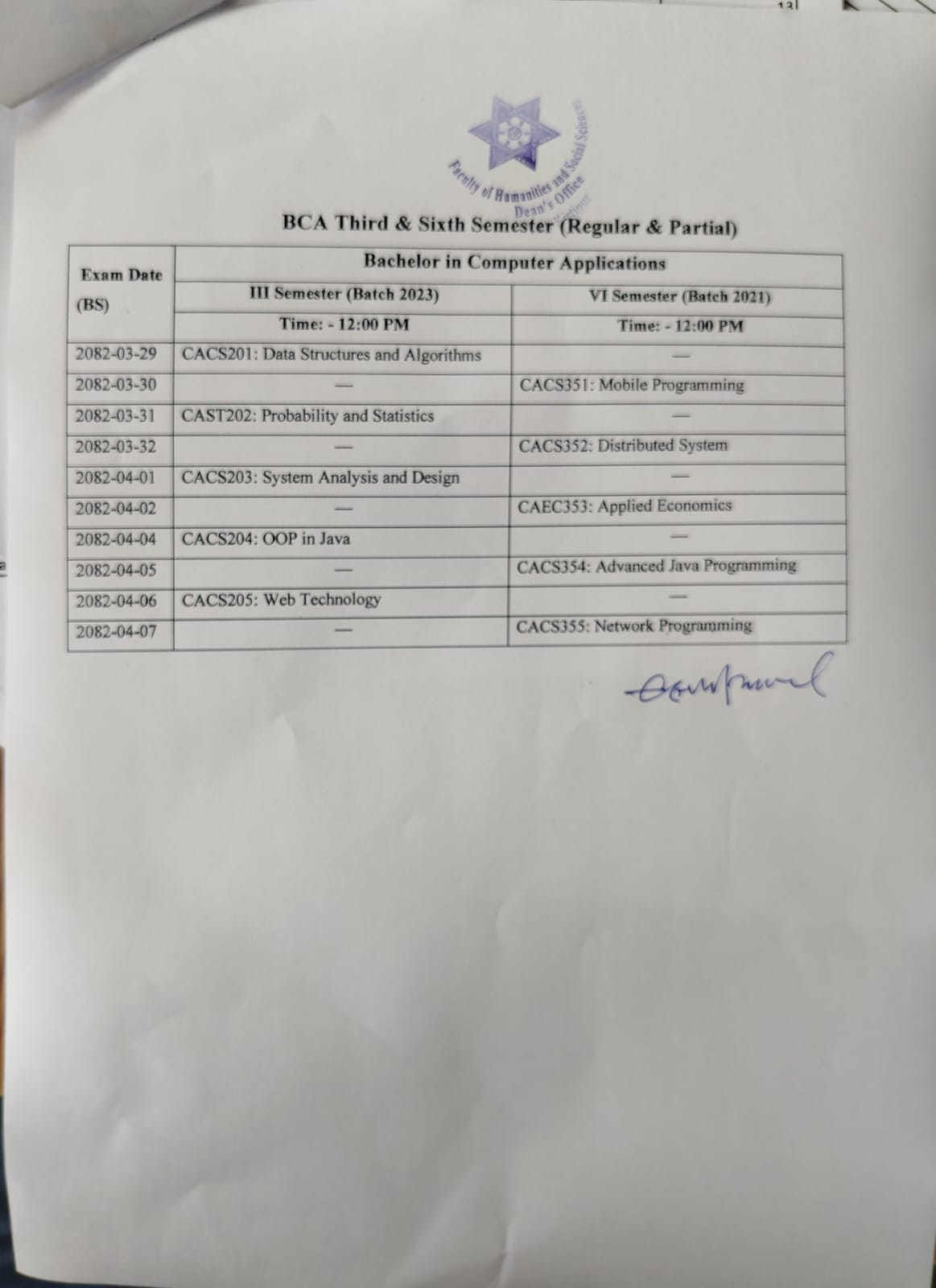 BCA_3rd_and_6th_regular_partial_exam_routine_2082.jpg